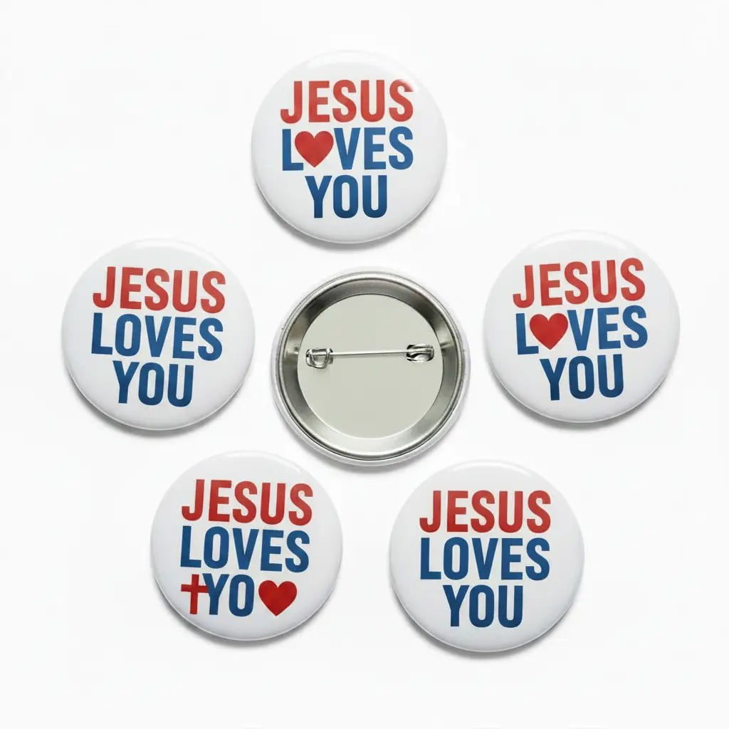 5 Pcs Jesus Loves You Pinback 1.25-inch