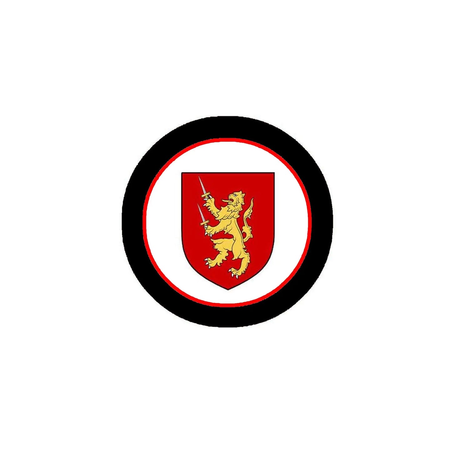 3-inch coat of arms magnet with black outer ring and red-and-gold crest center