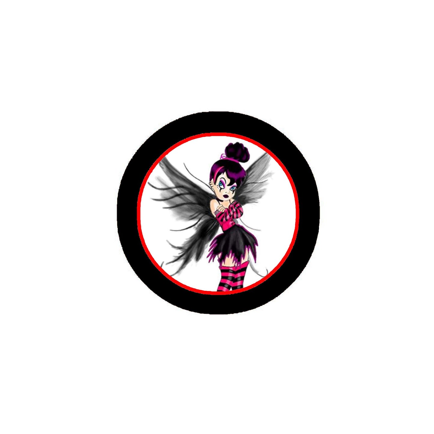 Edgy Gothic Rock Princess Punk Metal Musician Style 2.25" Pinback for Jackets, Backpacks, etc.