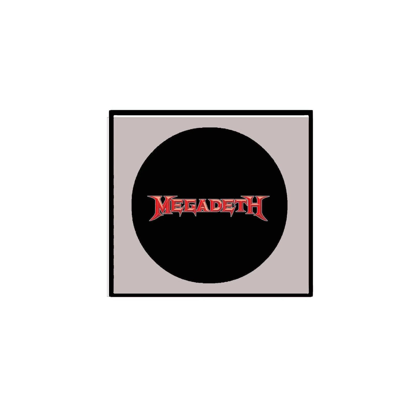 Megadeth logo 1.25-inch pinback button with black round backing