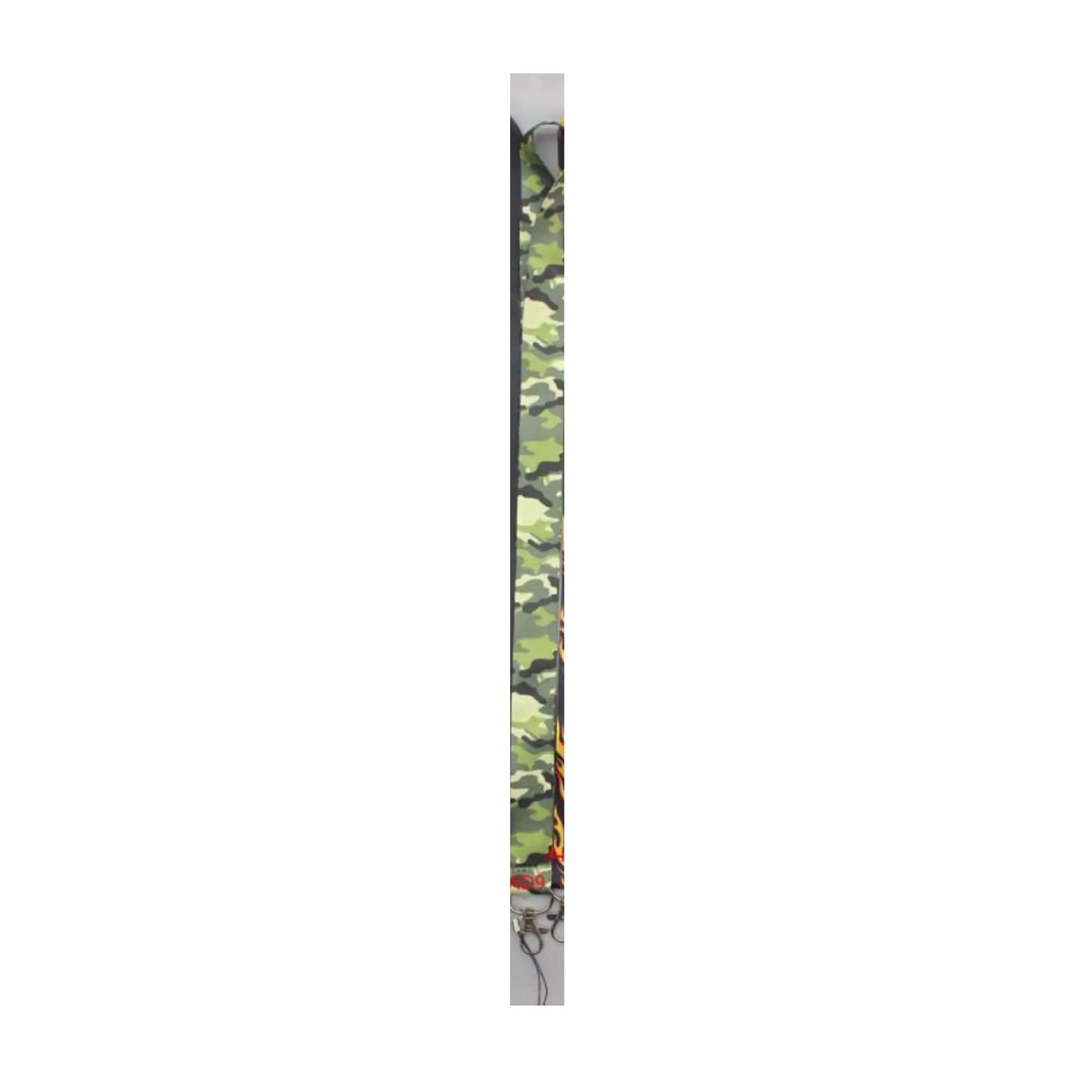 Camouflage lanyard keychain holder, green patterned strap with clip