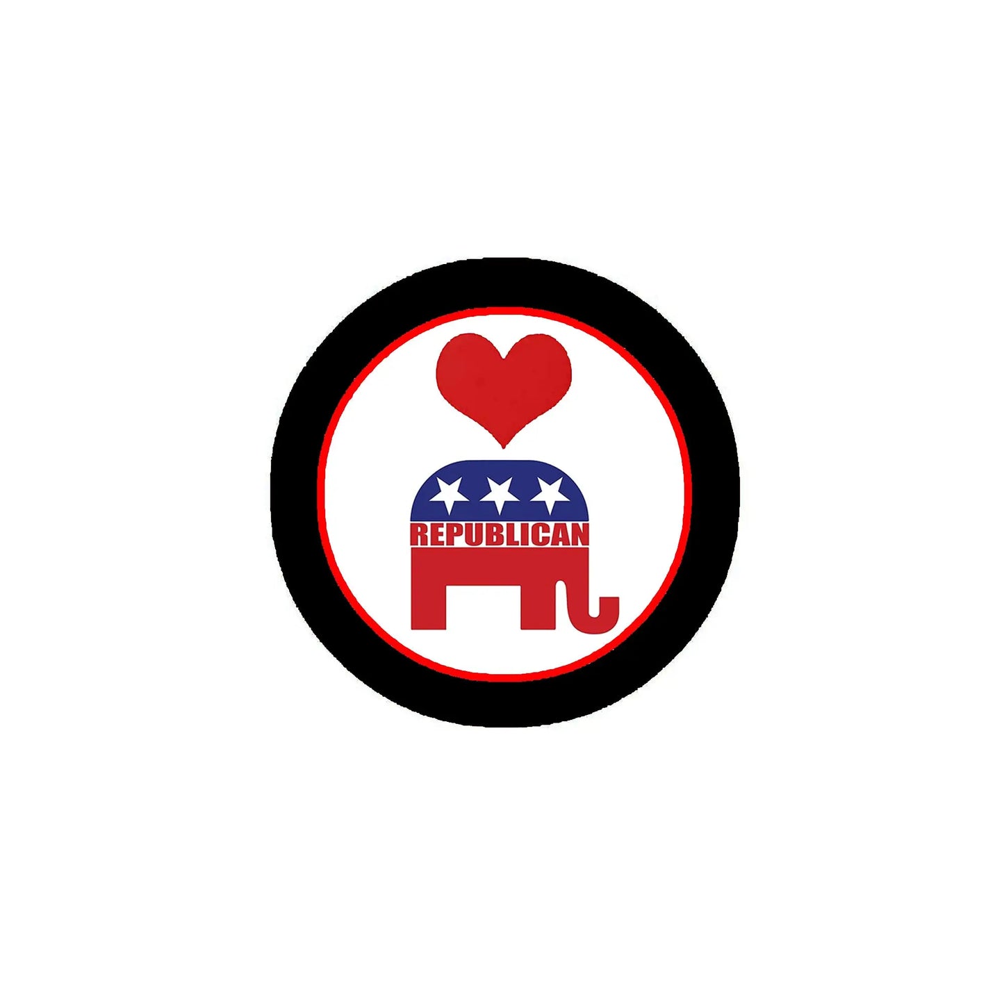 2.25-inch Republican pinback button with red heart and REPUBLICAN in blue stars