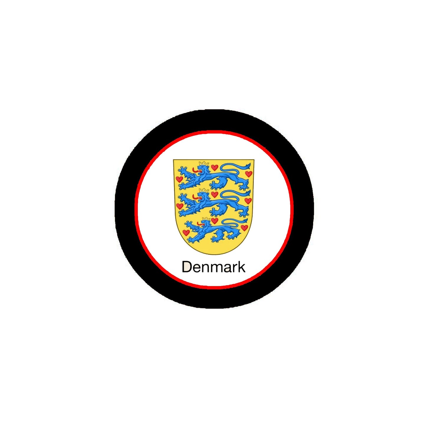 Denmark 3-inch Coat of Arms of Medieval Europe Pinback Pin Back, Button Badge Default Title