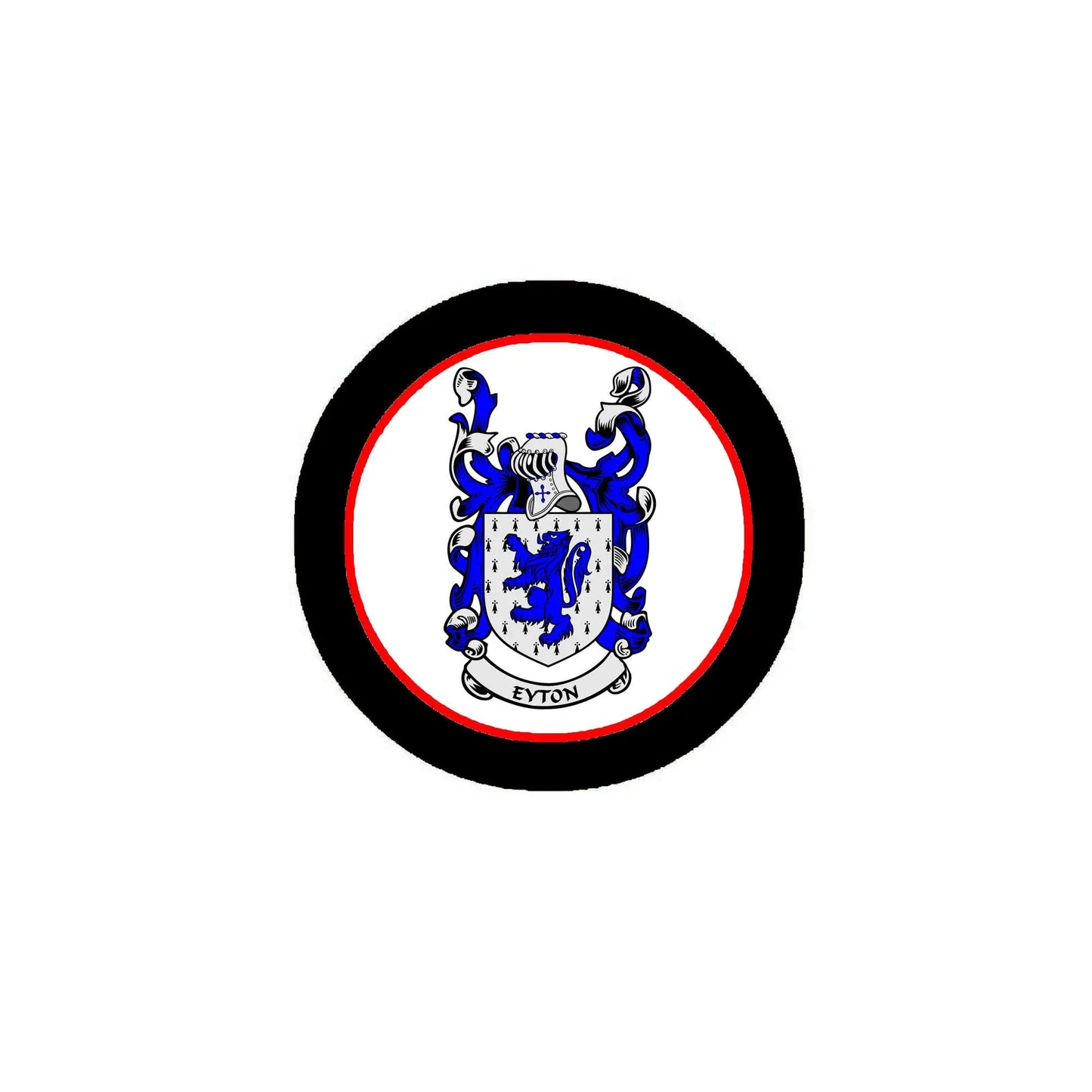 Eyton family crest coat of arms circular magnet with blue shield and red border
