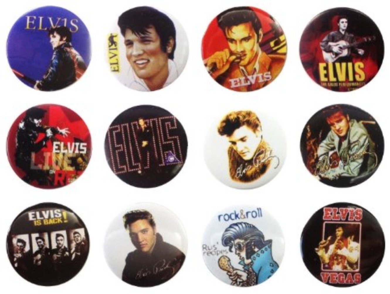 The Bigger Vivider 1.75" Lot 12 Awesome Pin Button Elvis Presley Legend brooch 3