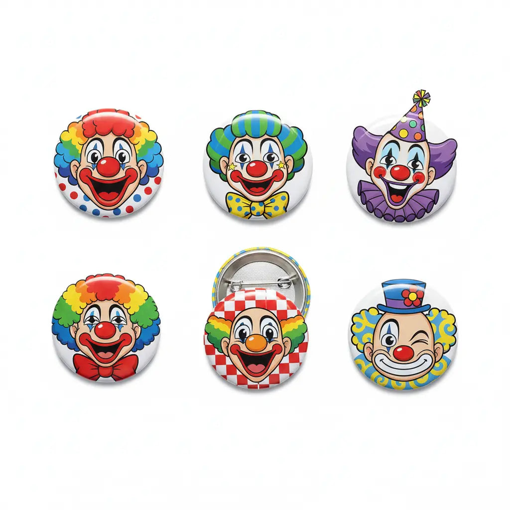 6 Pcs Clown Cartoon Pinback 1.25-inch