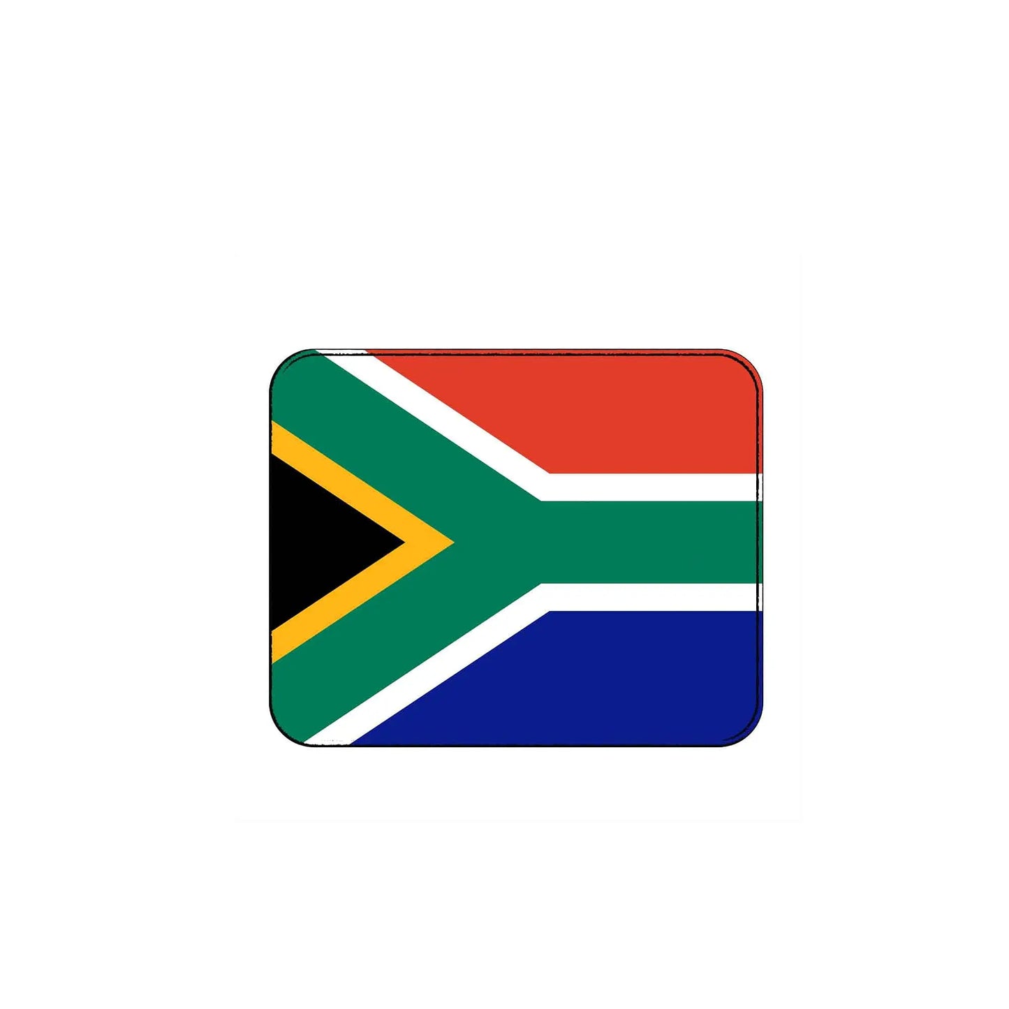 South Africa flag mouse pad, rectangular with rounded corners and red, green, blue design