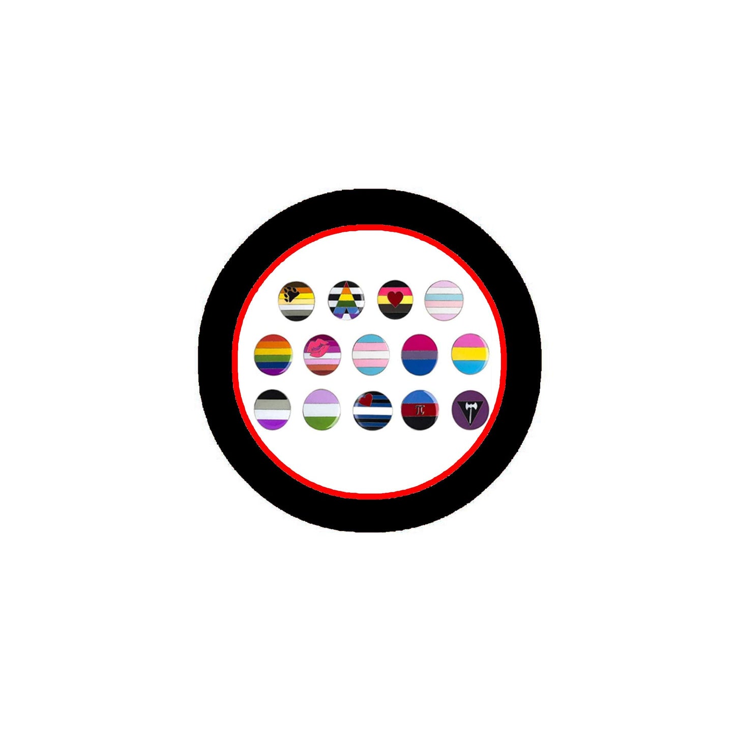 14 Pcs Gay Pride Symbols Flag Pinback Badge 1.25" for Jackets, Backpacks, etc.