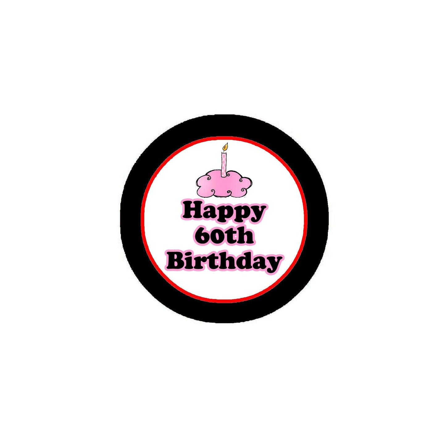 Joyeux 60e anniversaire Pinback 2,25" Rose