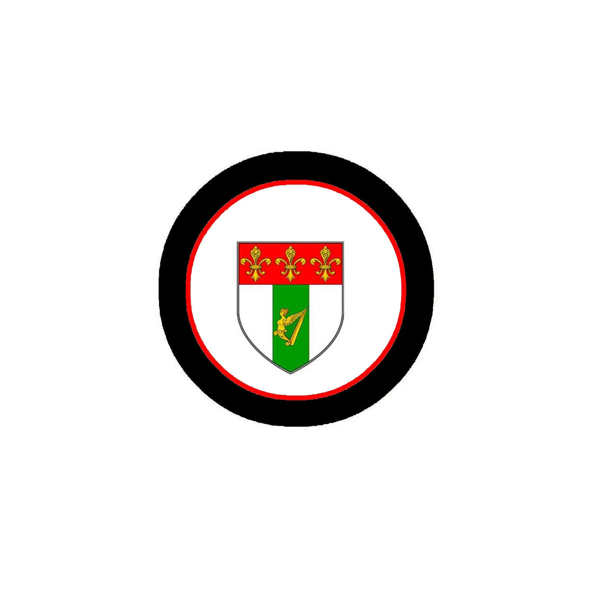 3-inch round coat-of-arms magnet, black rim with red-and-white shield crest