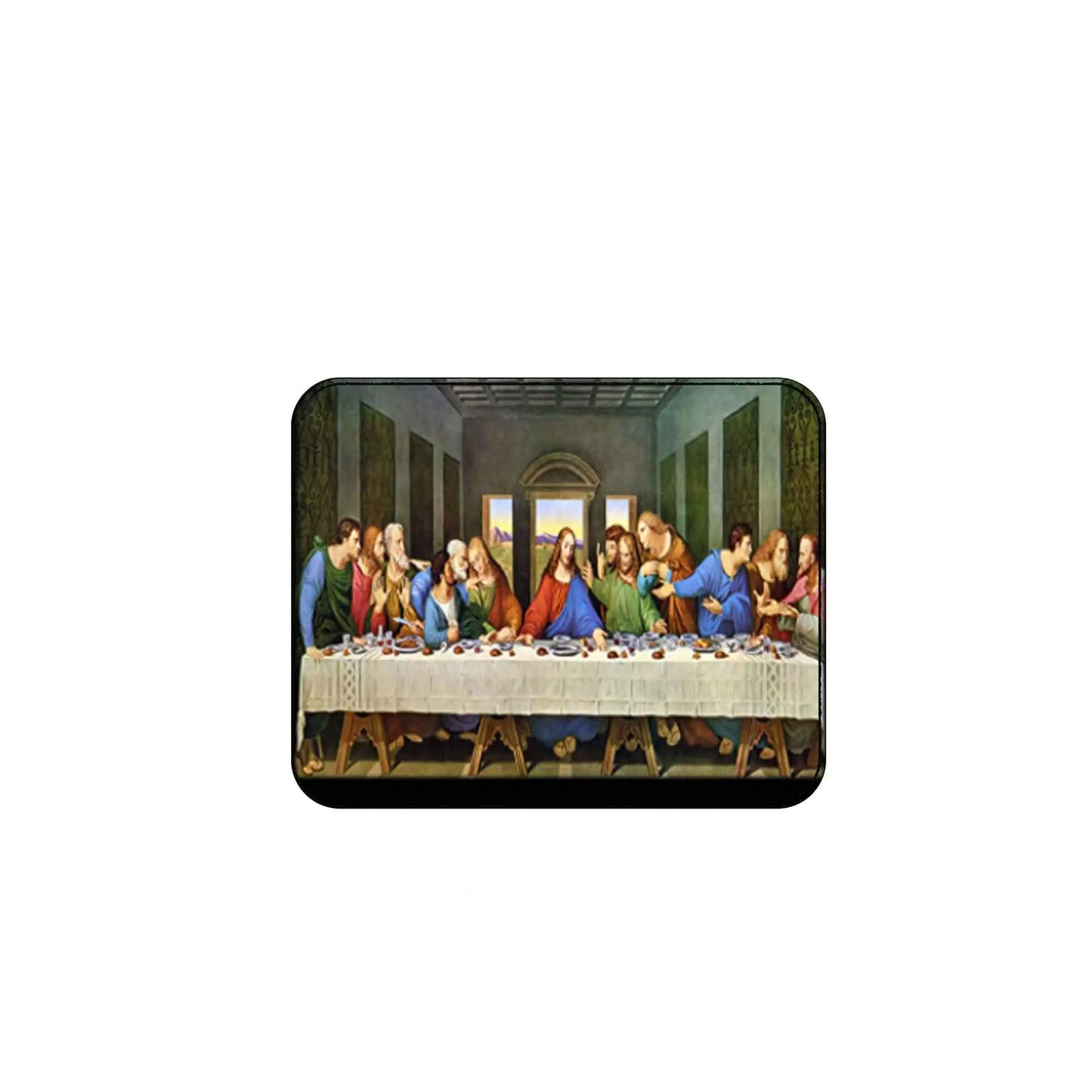 Davinci Last Supper rectangular mouse pad with table scene illustration