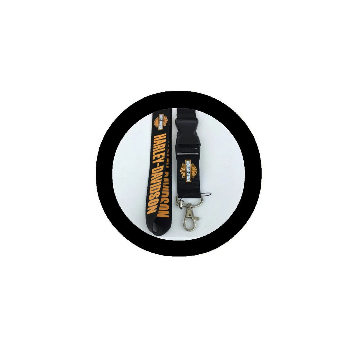 Black keychain lanyard holder with black strap and metal key clip
