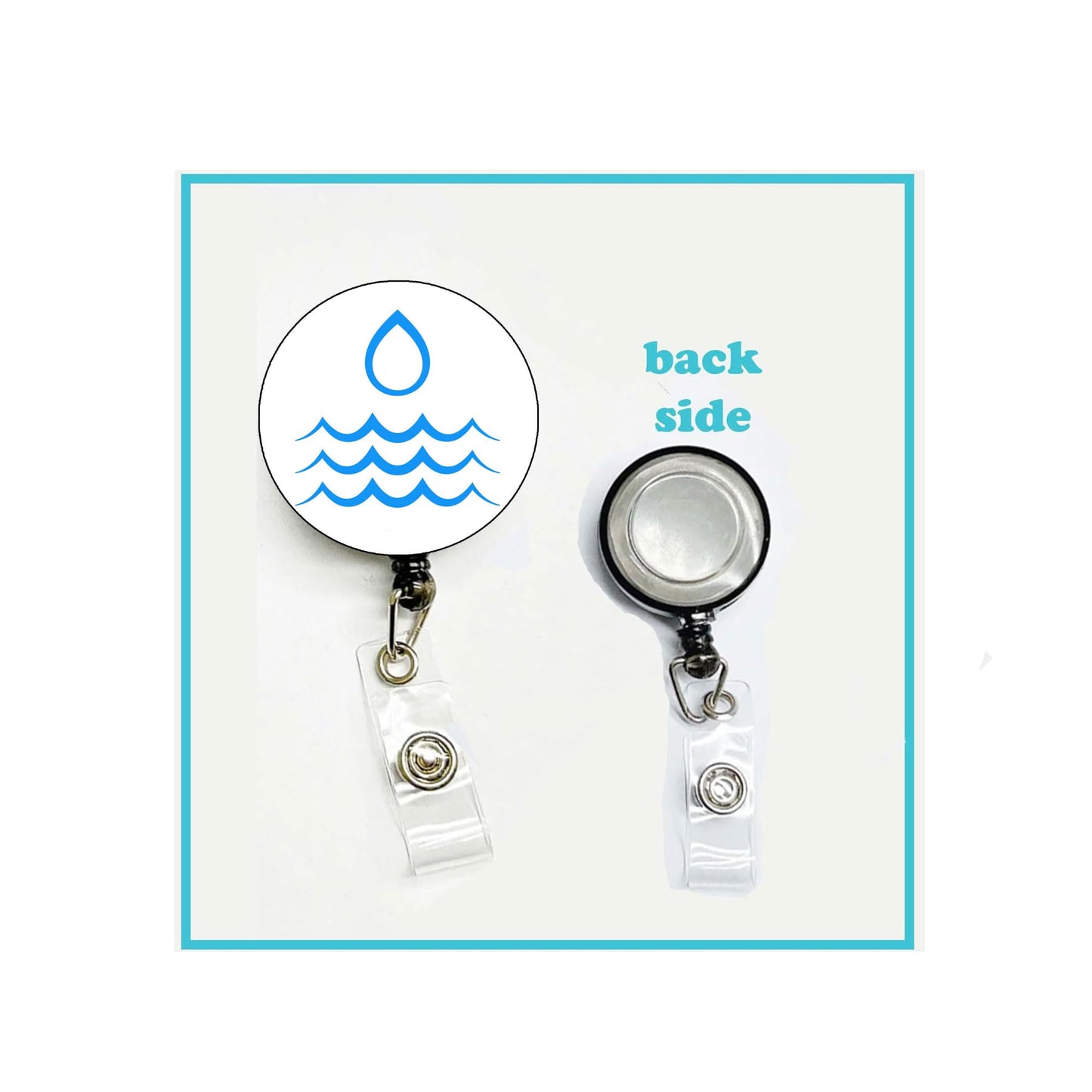 Water Symbol Badge Reels Cute Felt Retractable Badge Reels Themed Badge Holders Gift for Nurses Doctors ID Badges Name Cards Lanyards Holidays 1.45"
