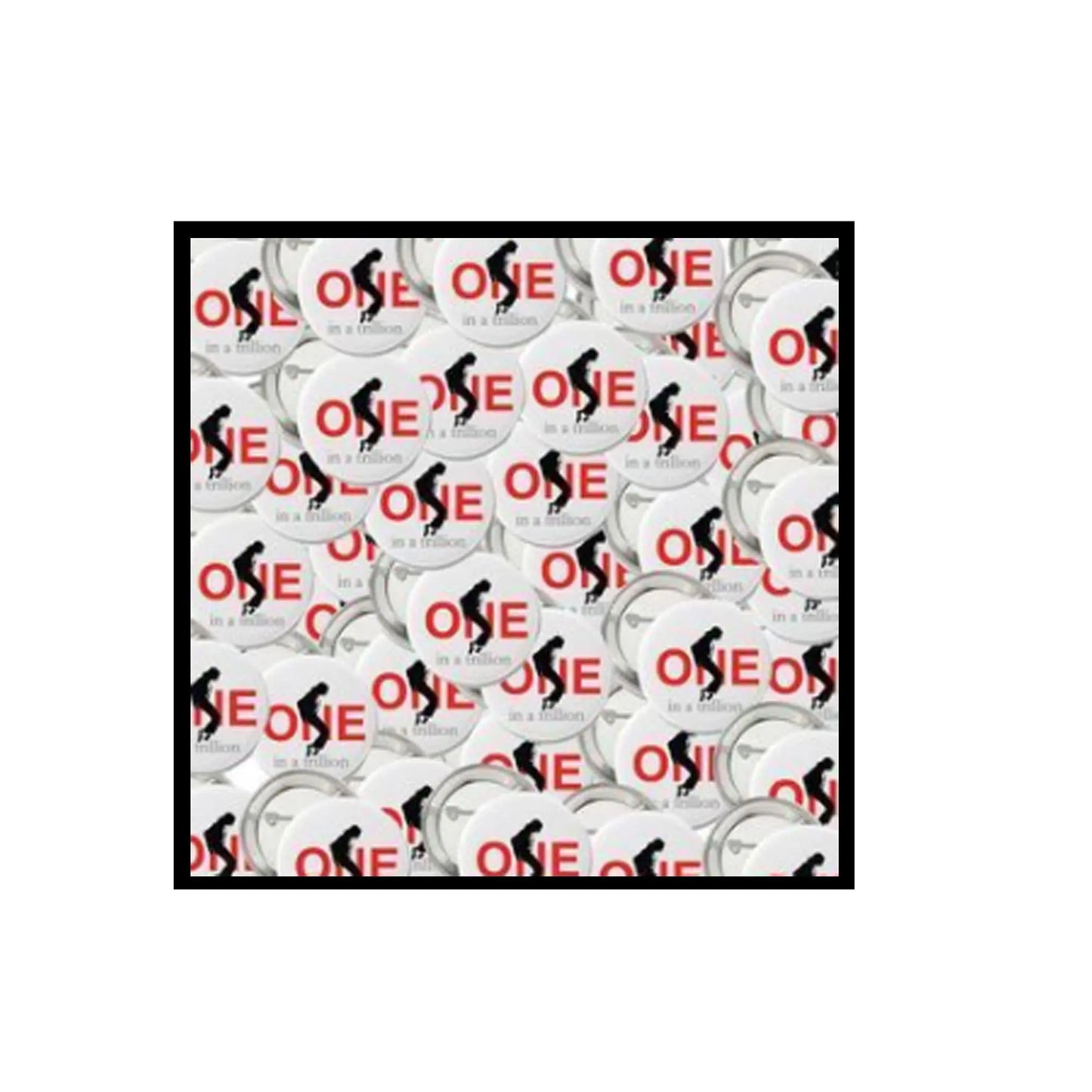 3-inch round white magnets with red 'ONE' lettering, in a boxed set