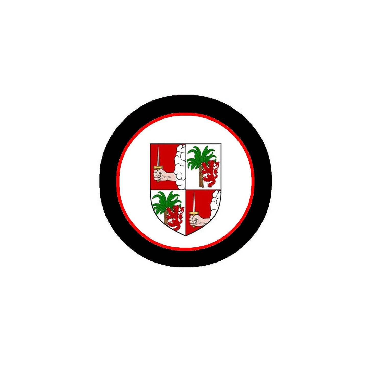3-inch coat of arms magnet with circular crest in red, white, and green