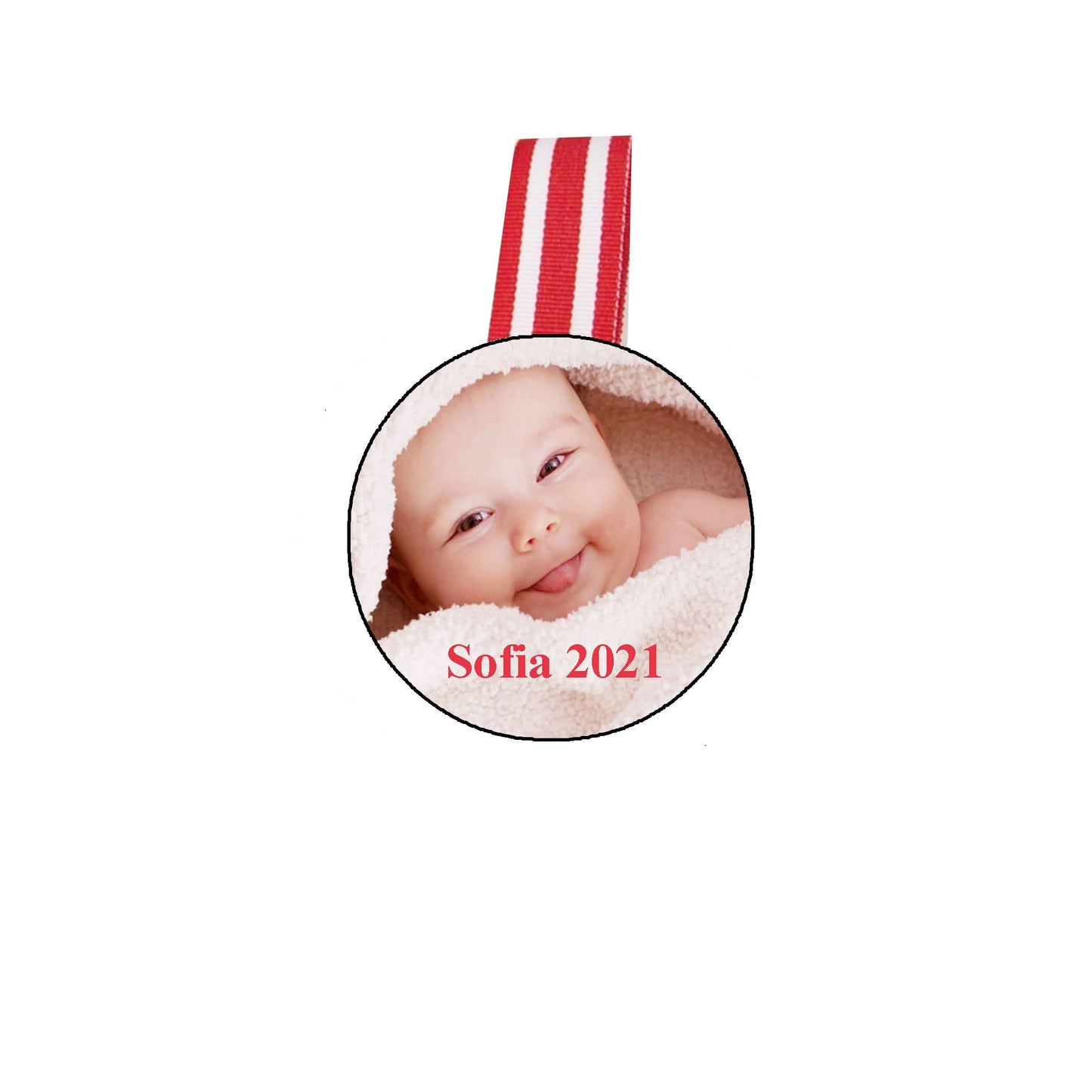 1 Pc. Personalized Christmas Ornament 2 Sides Printing (email us Your Picture) 2021 Holidays ~ 2.25"