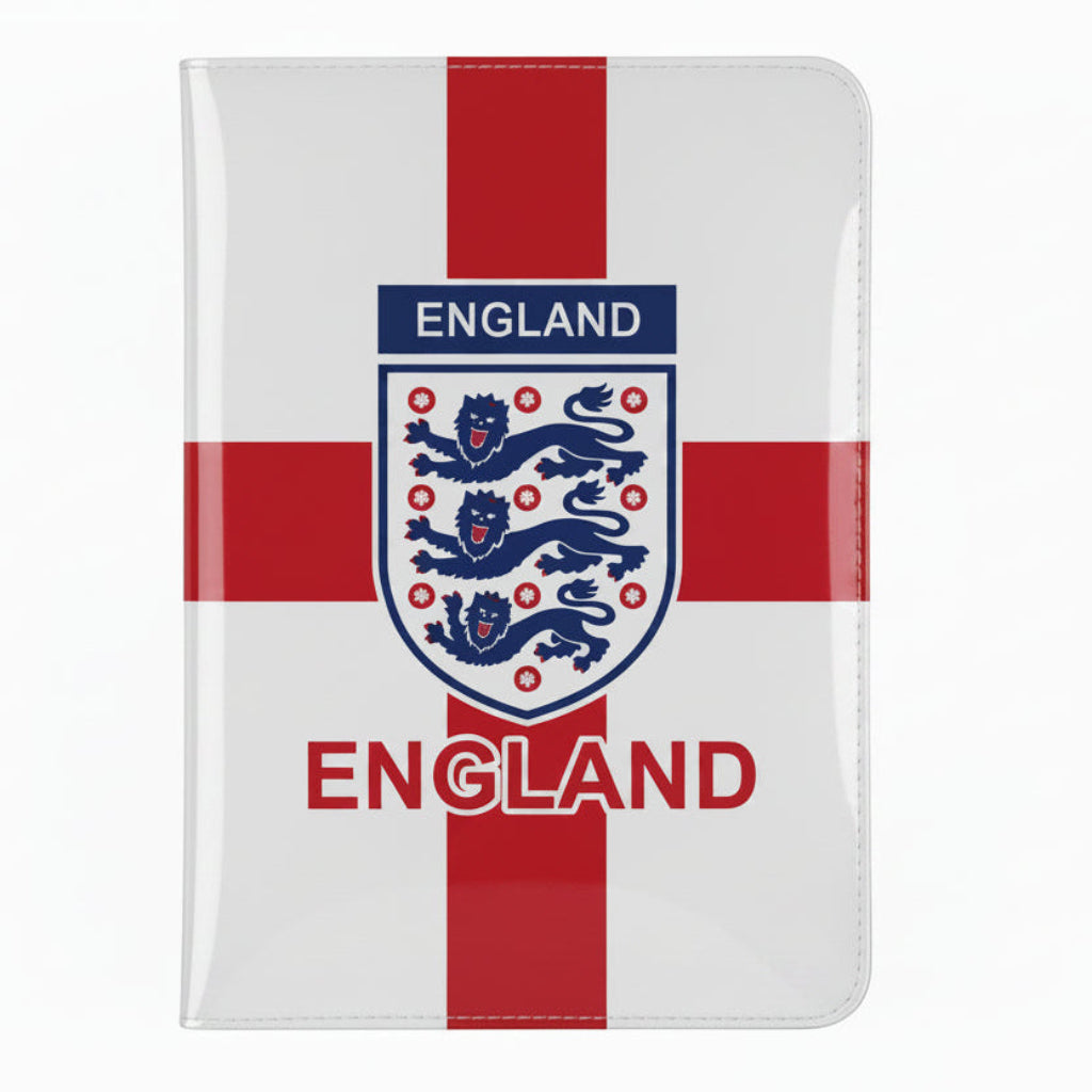 England crest passport cover holder with red-and-white shield design