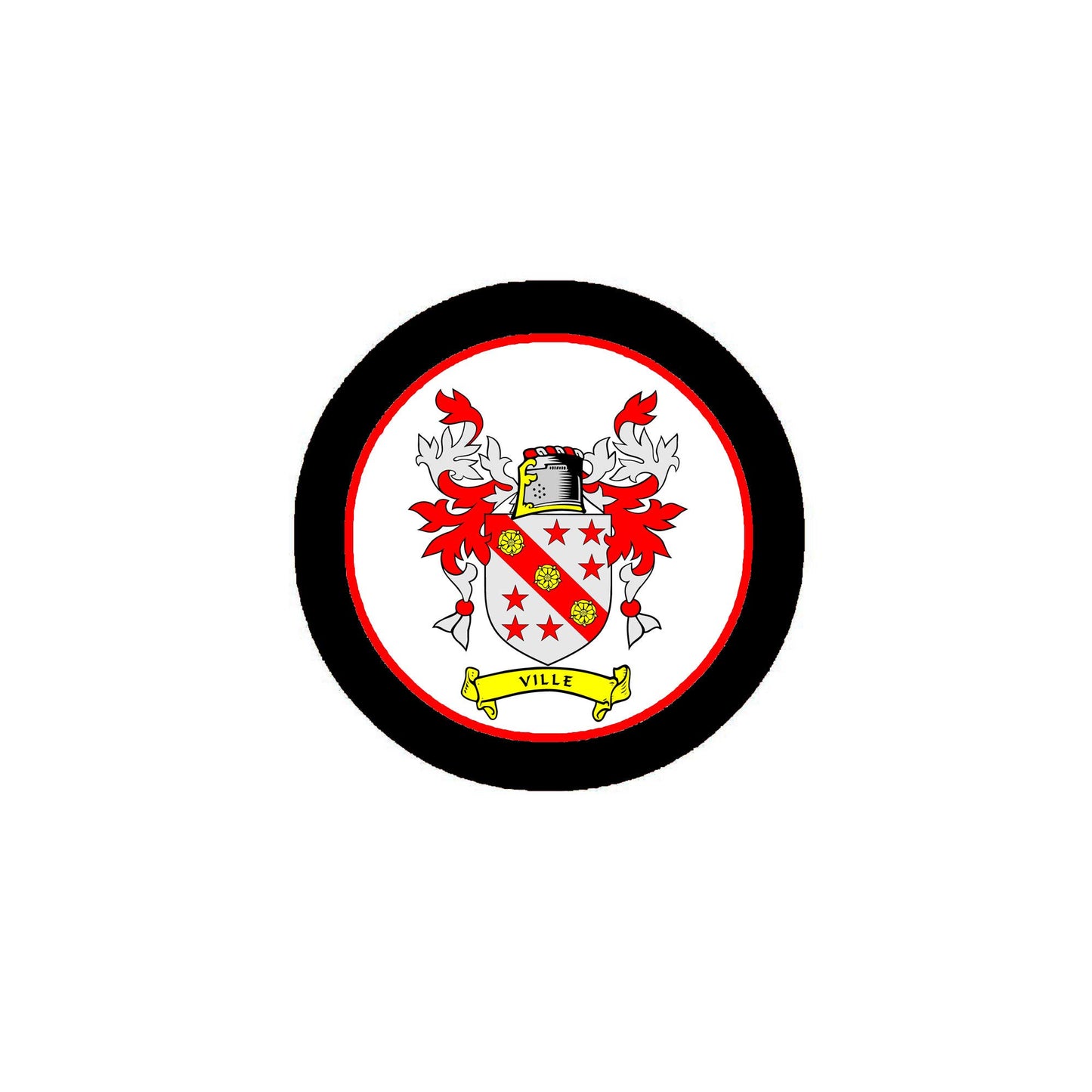 Ville Family Crest 3" Coat of Arms Round Pinback Badge Brooch Pin Back
