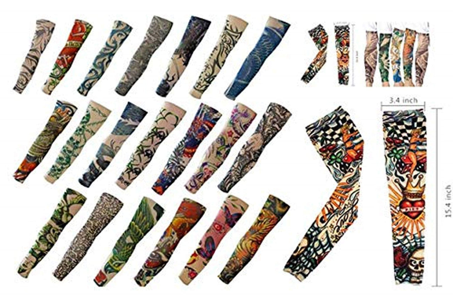 6 Arm Sleeves Halloween Tattoo large Full Arm CLOSEOUT Coloful Assorted only
