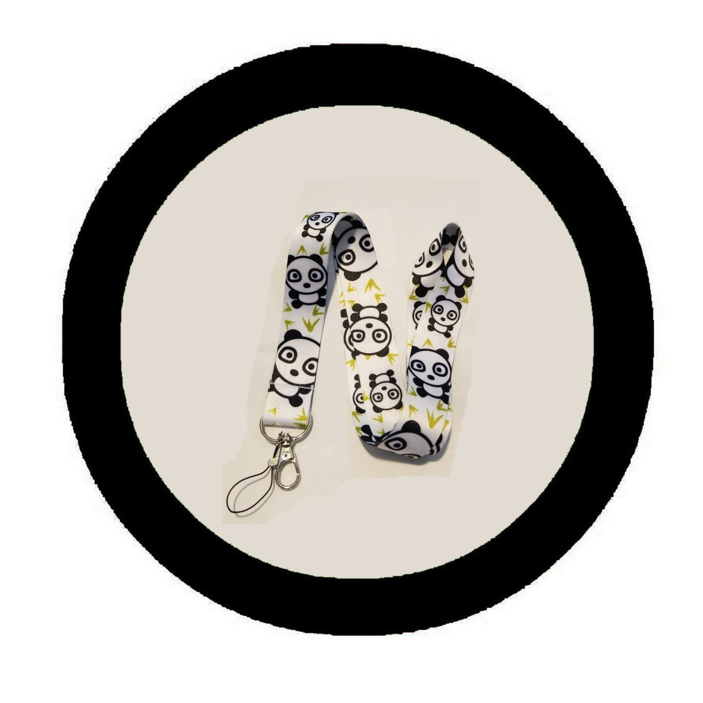 Little Panda White Background Lanyard Beautiful Themed Lanyard - Hook & Phone String Default Title