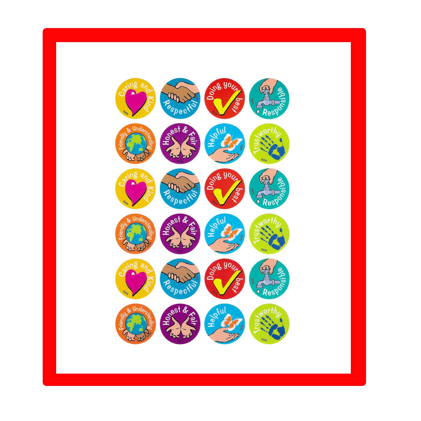 24 Pcs Learn Values School Lesson 1.25" Pinback Button Pin