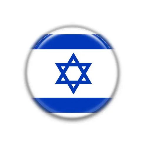 Israel flag pinback button badge with blue-white stripes and Star of David
