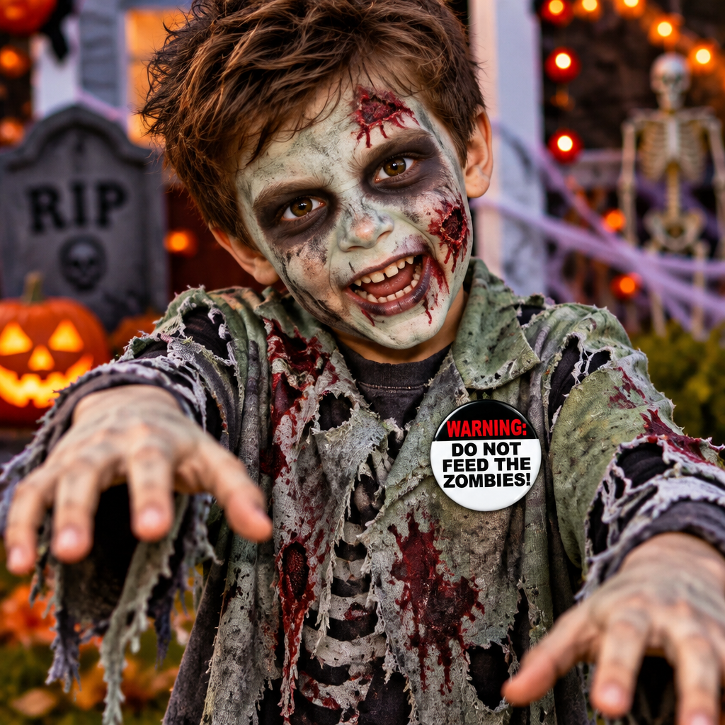 Warning: Do Not Feed The Zombies! 1.25-inch Pin Button