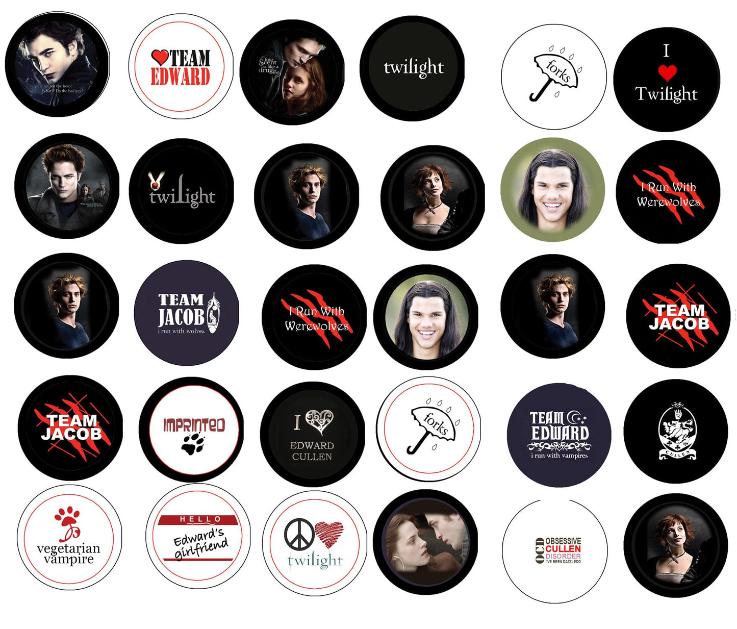Twilight New Moon Buttons - Bulk Pack of 35