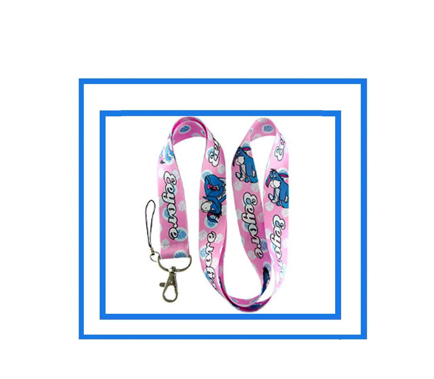 Pink printed lanyard keychain holder with metal clip and clasp