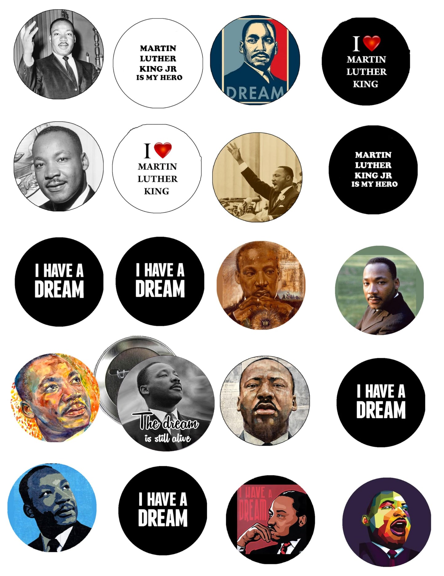 100 Pcs Set Commemorative Dr. Martin Luther King Jr Pinback Pin Back, Badge 2.25-inch Medium Default Title