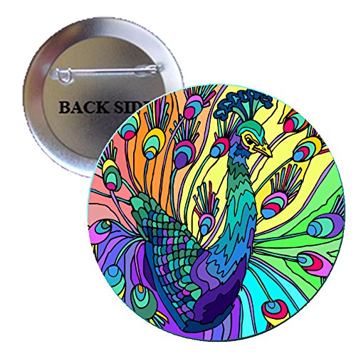 Peacock Pinback Button Brooch 1.25-inch Default Title