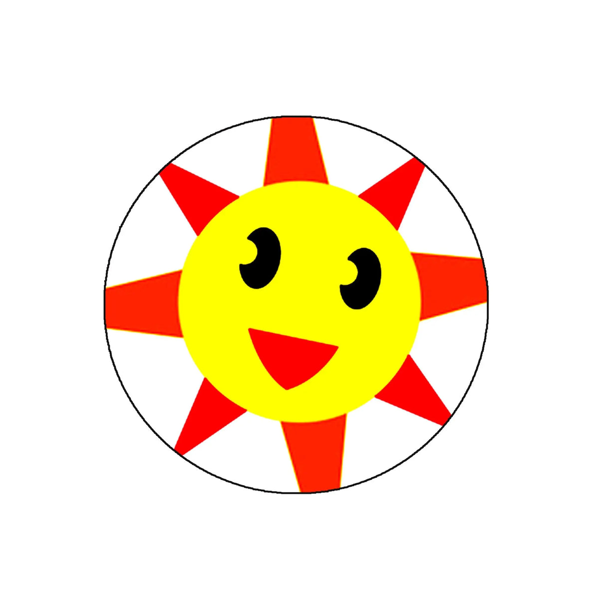 Felt badge reel with smiling sun symbol badge