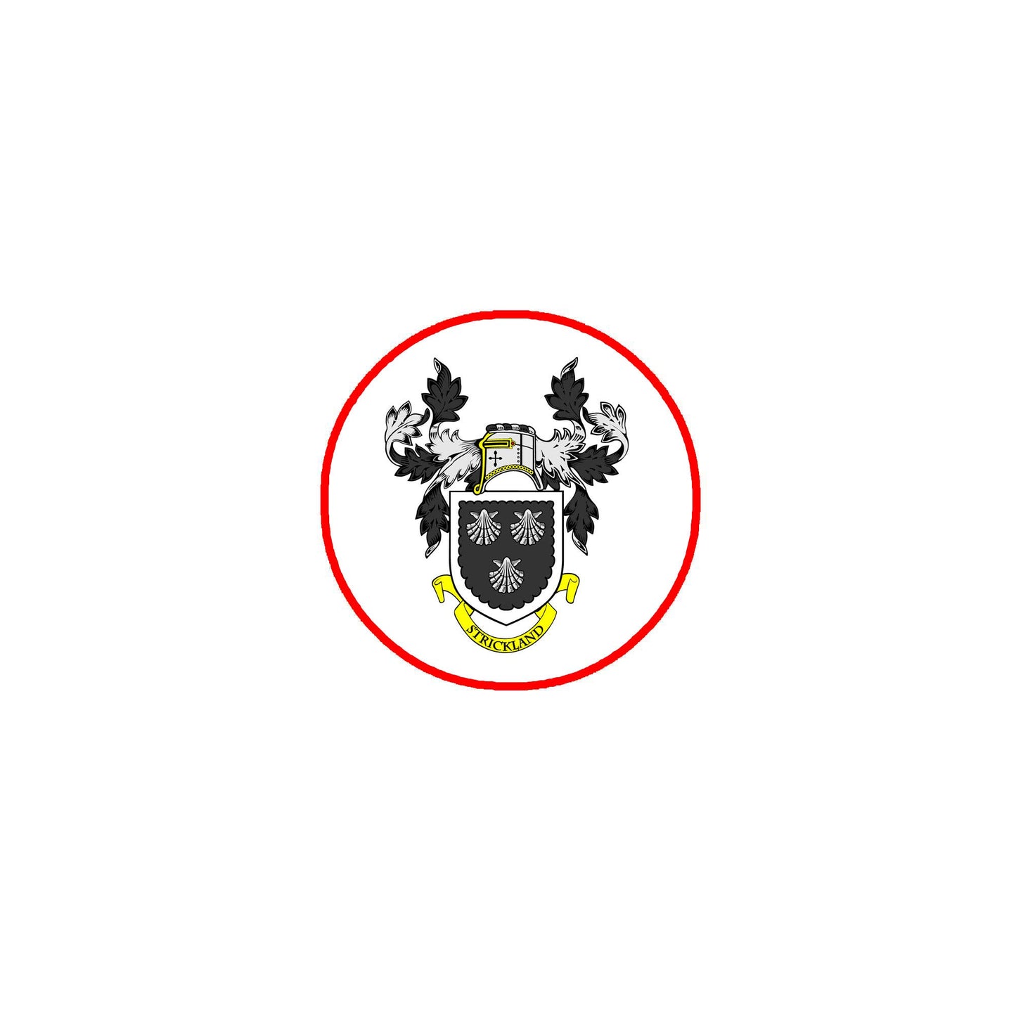 Strickland Family Crest 3" Coat of Arms Fridge Round Magnet