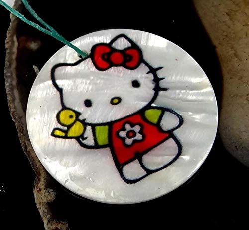 40mm Disney Hello Kitty Mother of Pearl Disc Pendant Bead from D&J
