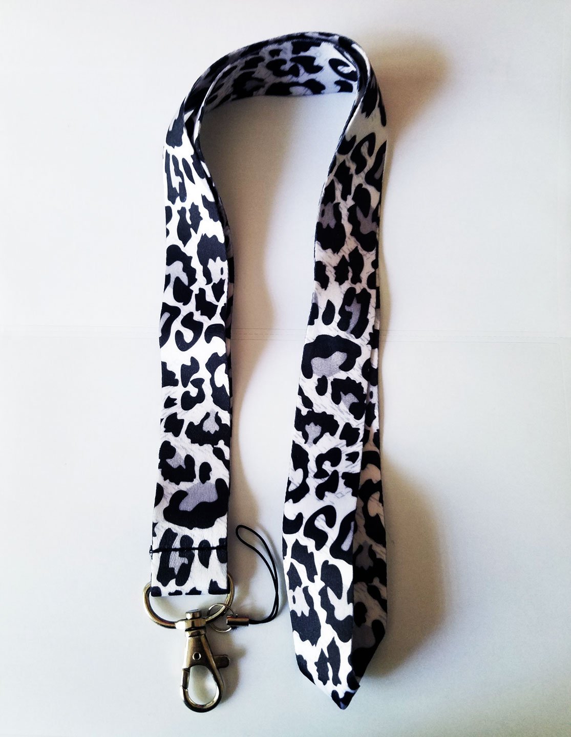 Leopard Print Skin Black and White Lanyard Default Title