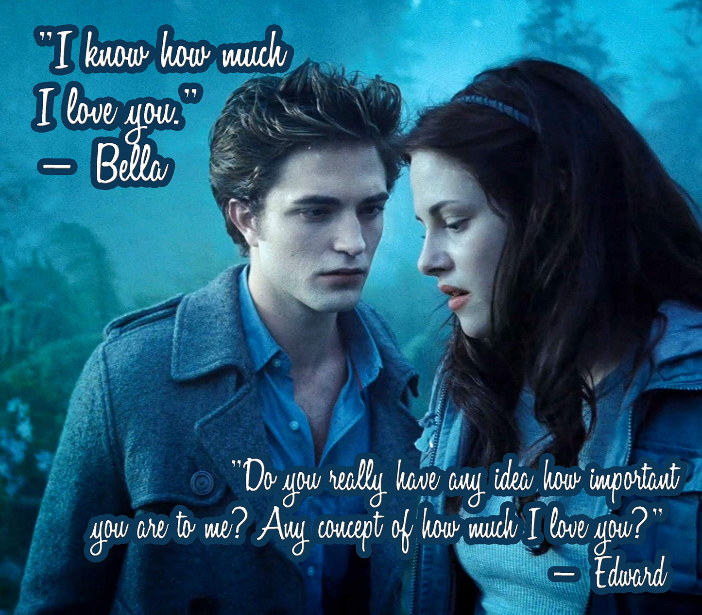 Edward Bella Love Quotes Mousepad (Blue) Default Title