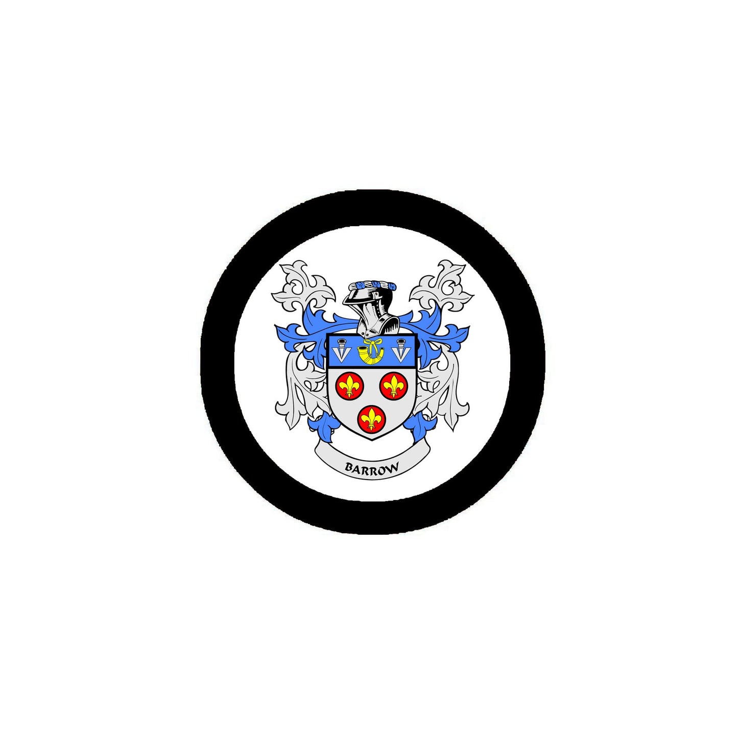 Barrow Family Crest 3" Coat of Arms Fridge Round Magnet