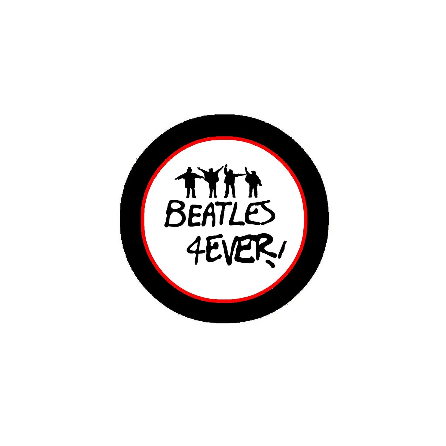 Round Beatles 4EVER pinback button with black border