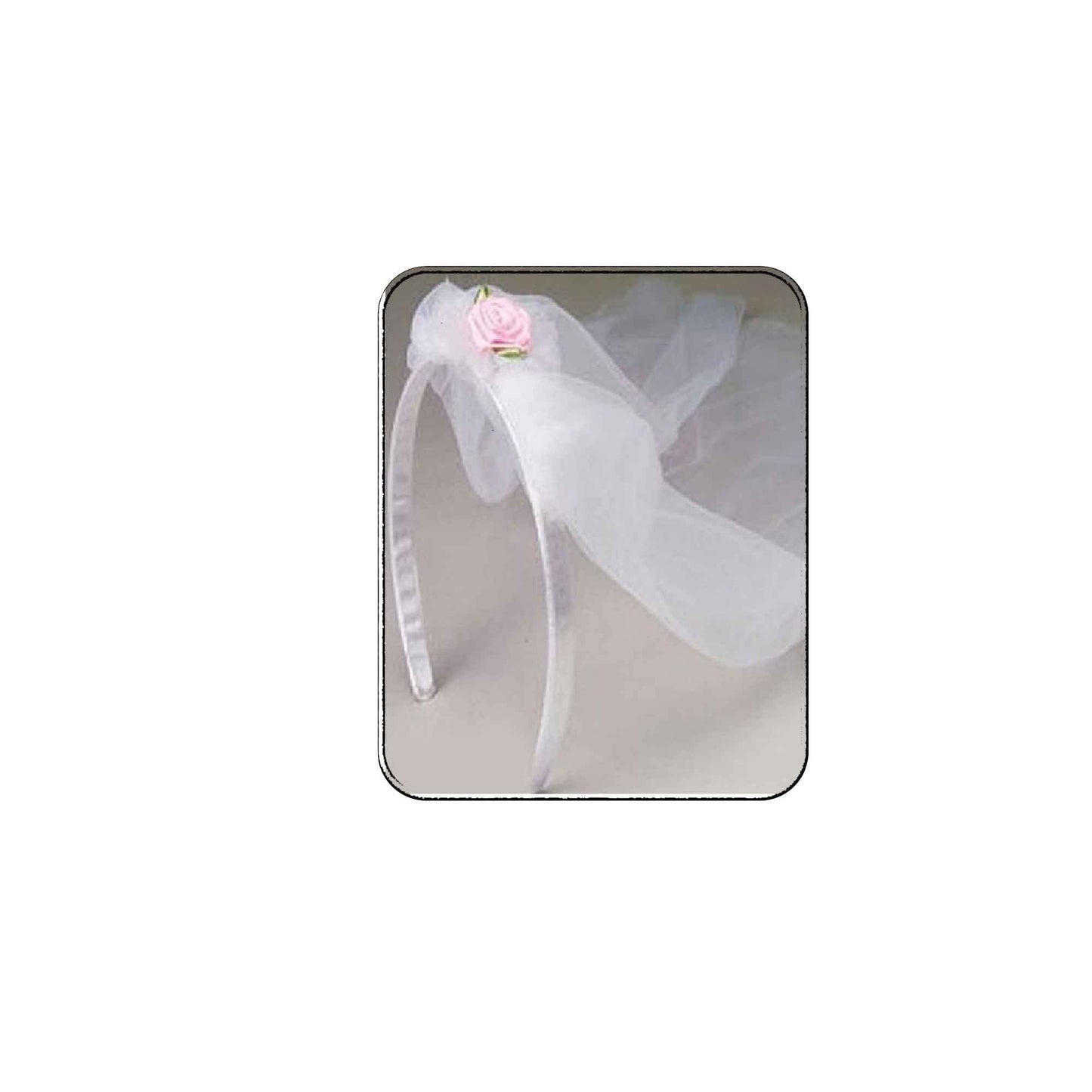 Headband pink rose with veil for girls Default Title