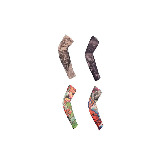 Set of 6 UV fake tattoo sunscreen arm sleeves, patterned in dark and colorful designs
