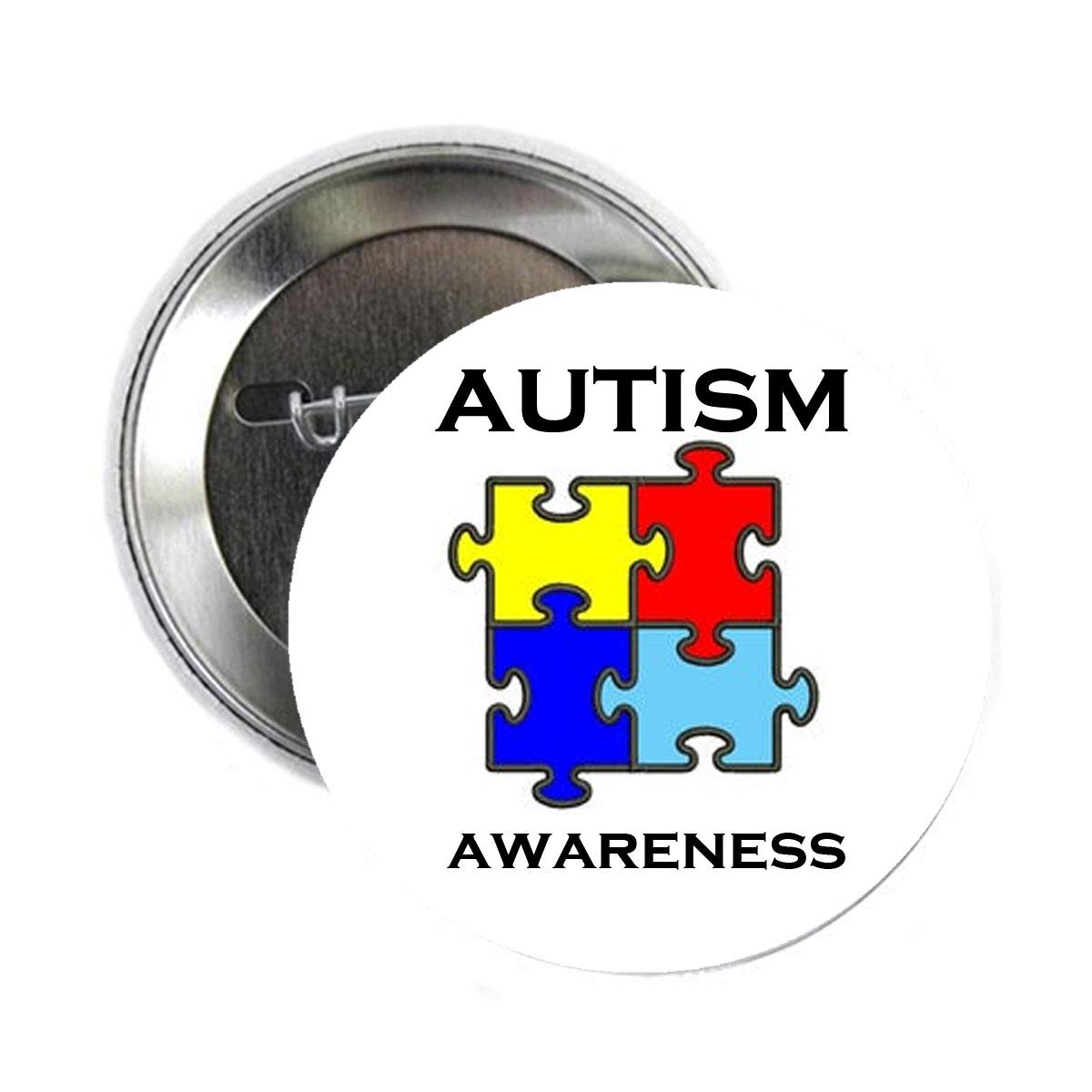 Autism Awareness Cartoon Puzzle Set Art Style 12 Pcs Pinback 1.25" for Jackets, Backpacks, etc.