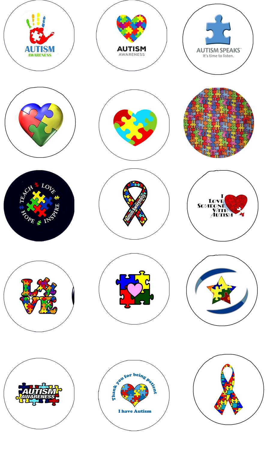 Autism Awareness Buttons 1.25" Autism Awareness Badge Autism Awareness Pins Pinback Buttons Badges Pins (30) for Jackets, Backpacks, etc.