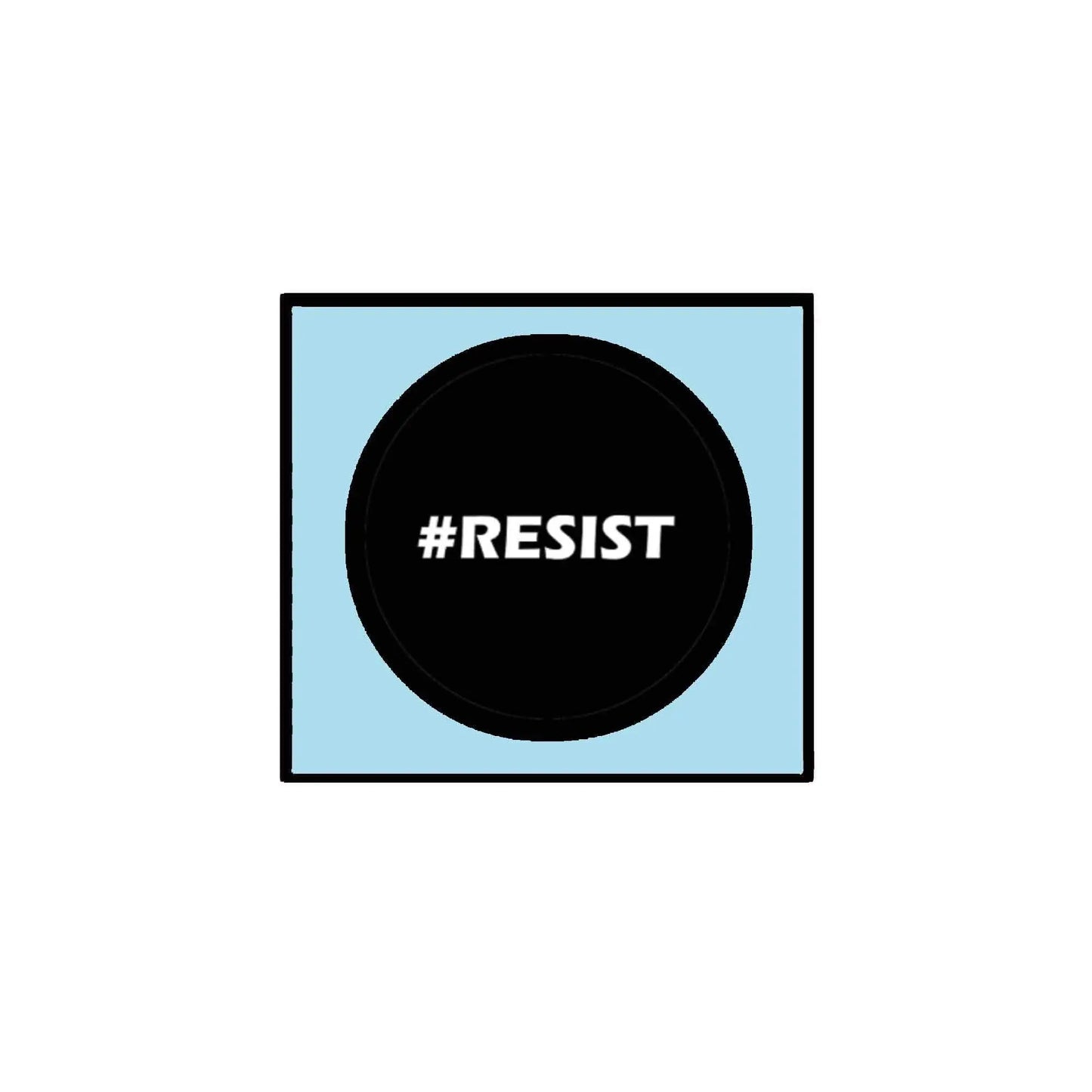 1.25-inch black pinback button badge with #RESIST text