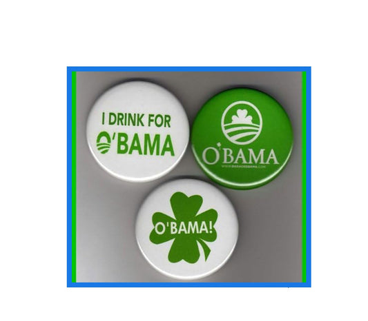 Barack Obama Set of 3 St Patricks Day 2.25 Inch Buttons