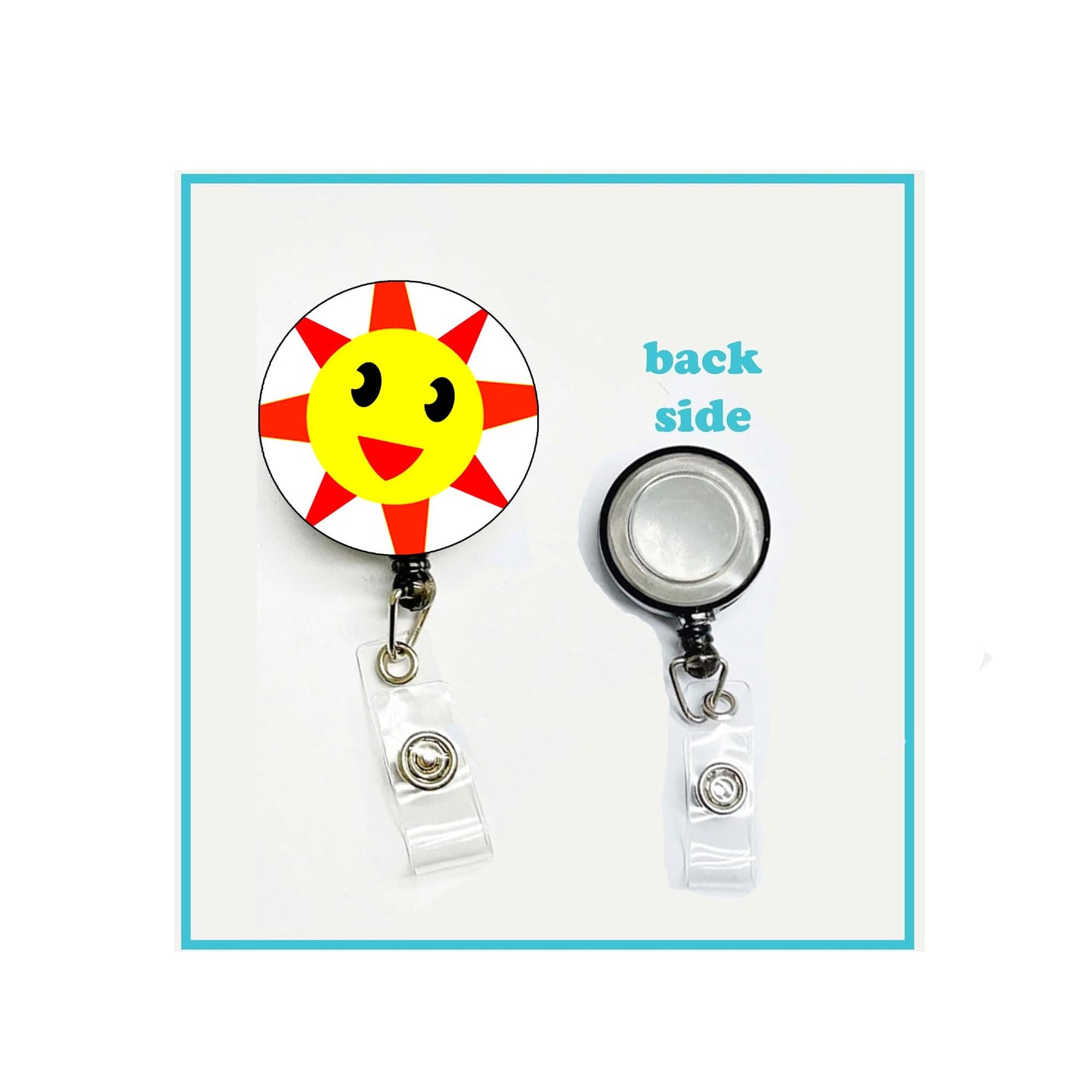 Sun Symbol Badge Reels Cute Felt Retractable Badge Reels Themed Badge Holders Gift for Nurses Doctors ID Badges Name Cards Lanyards Holidays 1.45"