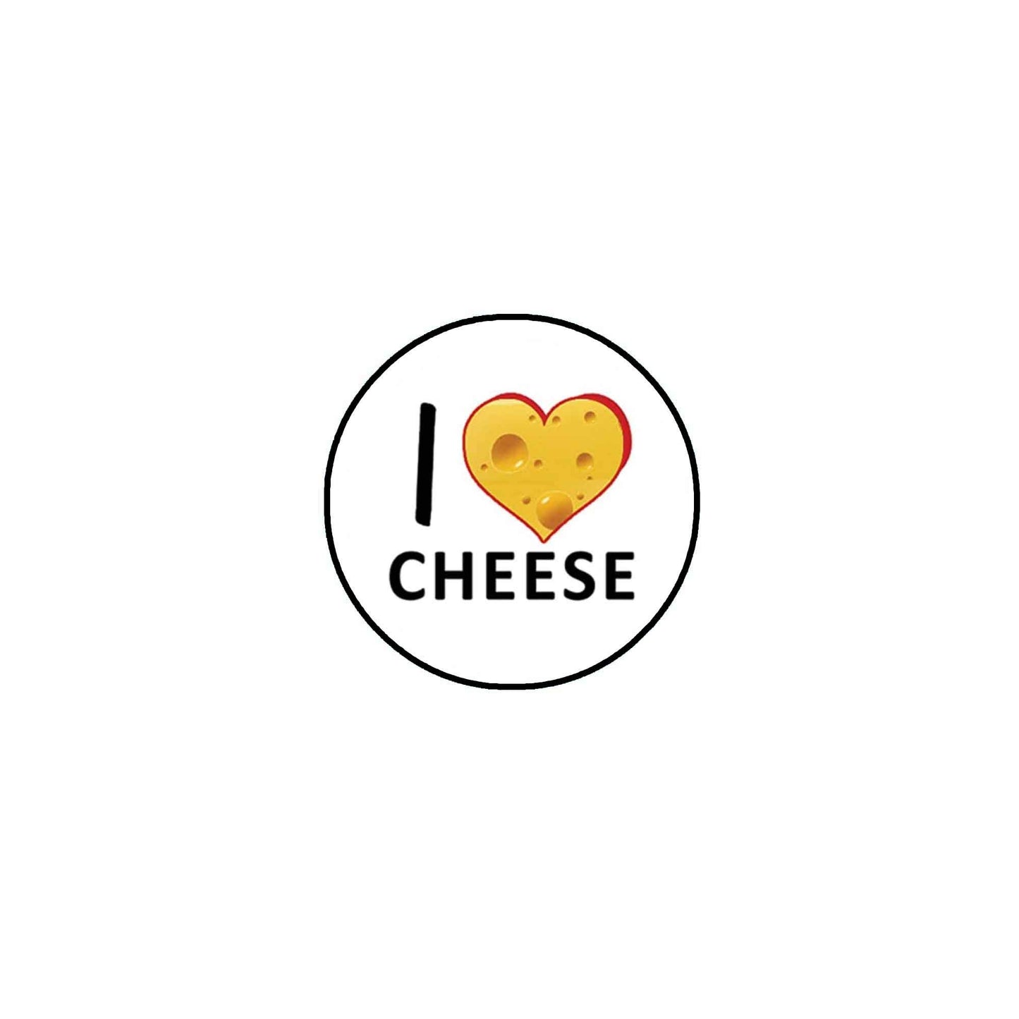 I Love Cheese 1.25" Pinback for Jackets, Backpacks, etc. Cheese bkgr