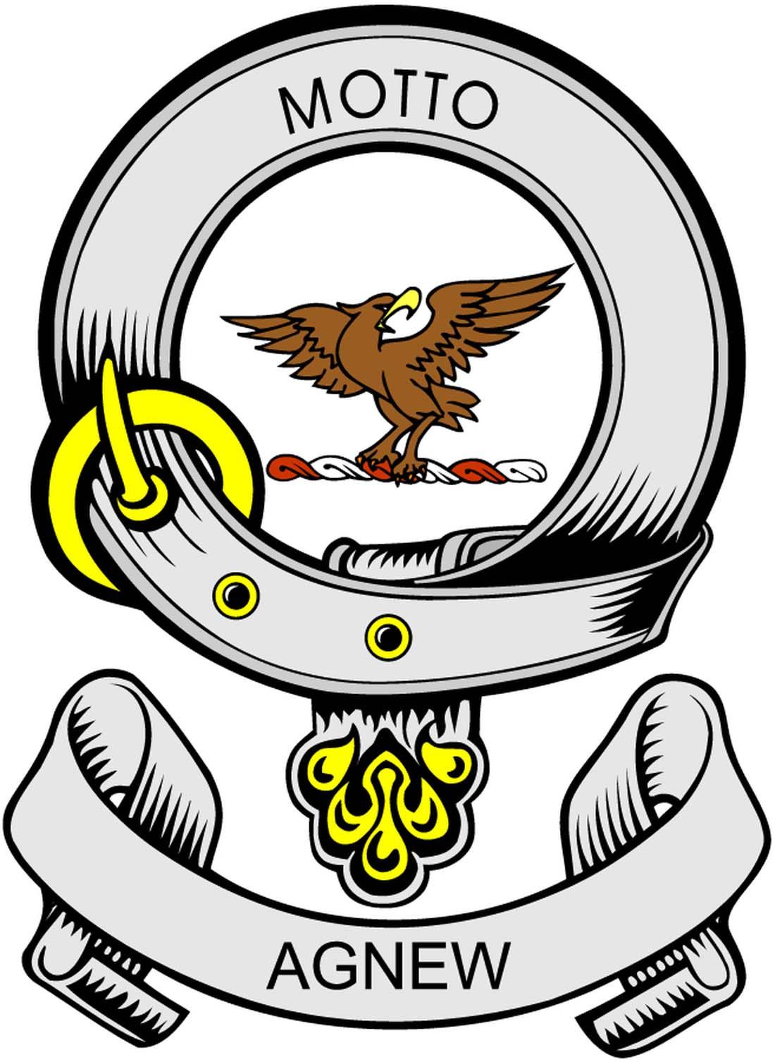 Agnew Family Crest 3" Coat of Arms Pinback