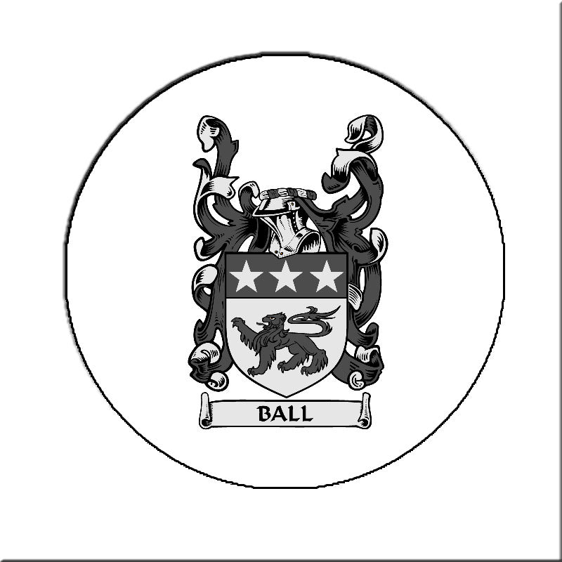 Ball Family Crest 3" Coat of Arms Round Magnet