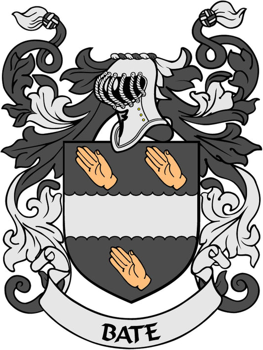 Bate Family Crest 3" Coat of Arms Round Magnet