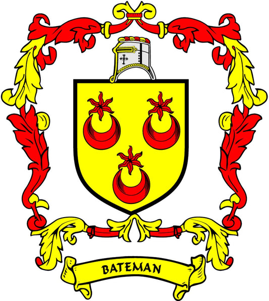Bateman Family Crest 3" Coat of Arms Round Magnet